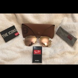 Ray Ban AVIATOR Sunglasses Copper Flash Gold 58mm